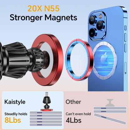 Kaistyle Soporte de coche Magsafe con 20 imanes fuertes: soporte magnético para teléfono de coche, soporte de montaje en tablero【360°】Soportes de teléfono celular para tu automóvil, accesorios para