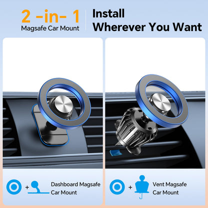 Kaistyle Soporte de coche Magsafe con 20 imanes fuertes: soporte magnético para teléfono de coche, soporte de montaje en tablero【360°】Soportes de teléfono celular para tu automóvil, accesorios para