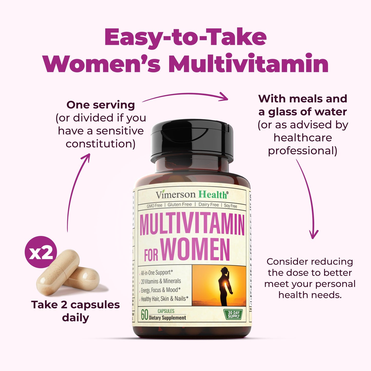 Multivitamin for Men - Daily Mens Multivitamins & Multiminerals with Vitamin D, Vitamin C, B12 Zinc & More. Essential Vitamins for Men for Energy, Focus, Stamina, Performance, Mens Health. 60 Capsules