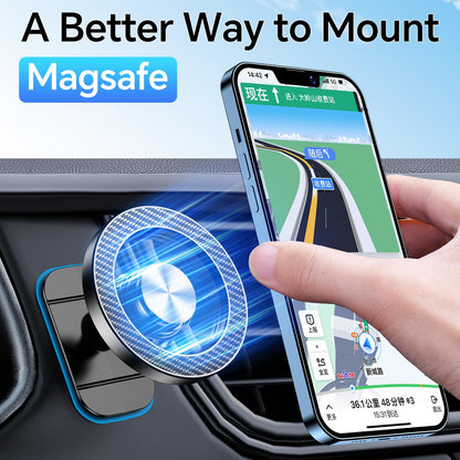 Kaistyle Soporte de coche Magsafe con 20 imanes fuertes: soporte magnético para teléfono de coche, soporte de montaje en tablero【360°】Soportes de teléfono celular para tu automóvil, accesorios para