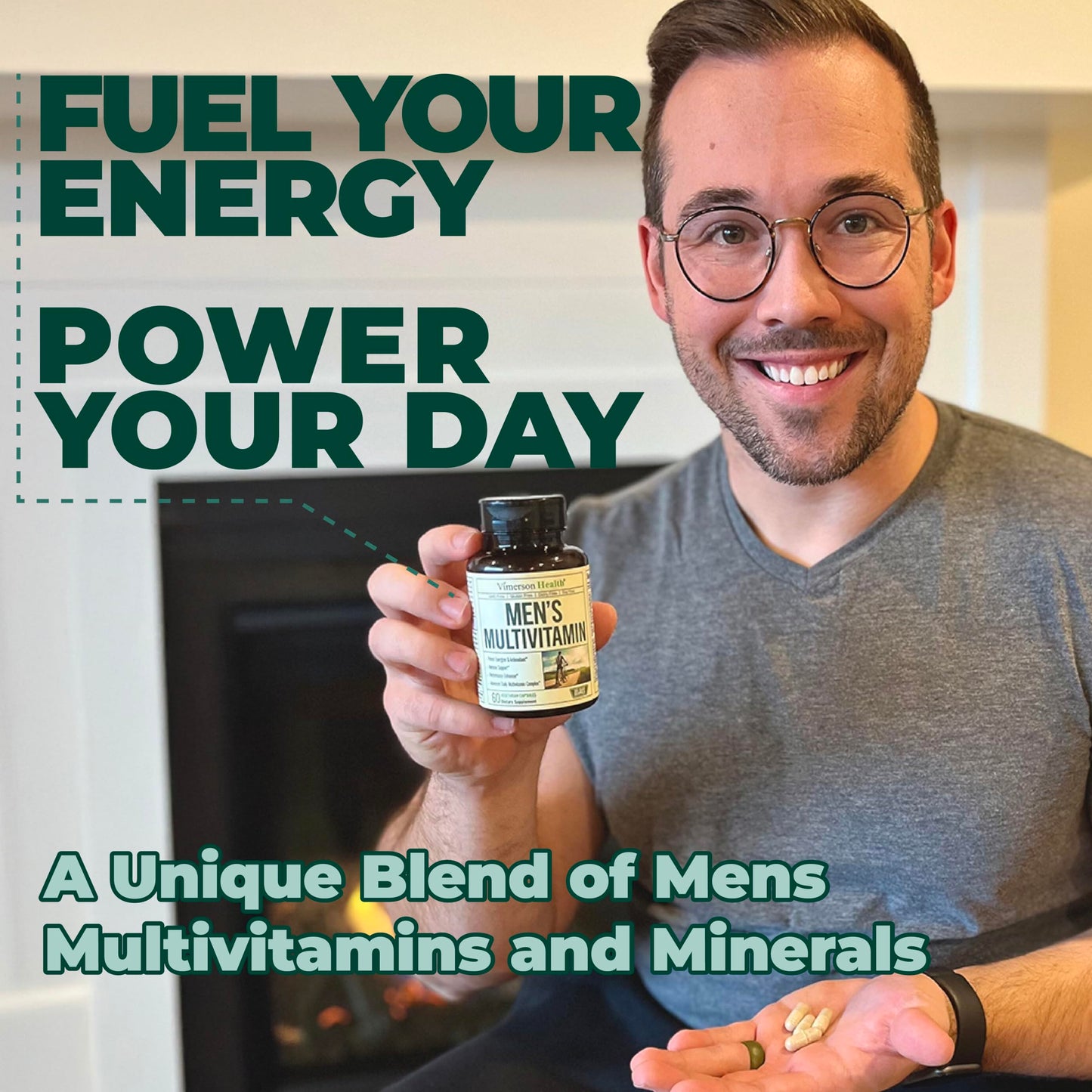 Multivitamin for Men - Daily Mens Multivitamins & Multiminerals with Vitamin D, Vitamin C, B12 Zinc & More. Essential Vitamins for Men for Energy, Focus, Stamina, Performance, Mens Health. 60 Capsules