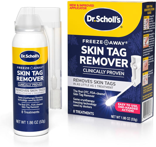 Dr. Scholl's Freeze Away Skin Tag Remover - The First FDA Cleared, at Home Skin tag Removal kit. Clinically Proven Skin tag Removal in as Little as 1 Treatment. 1 Skin tag Removal kit, 8 Treatments.